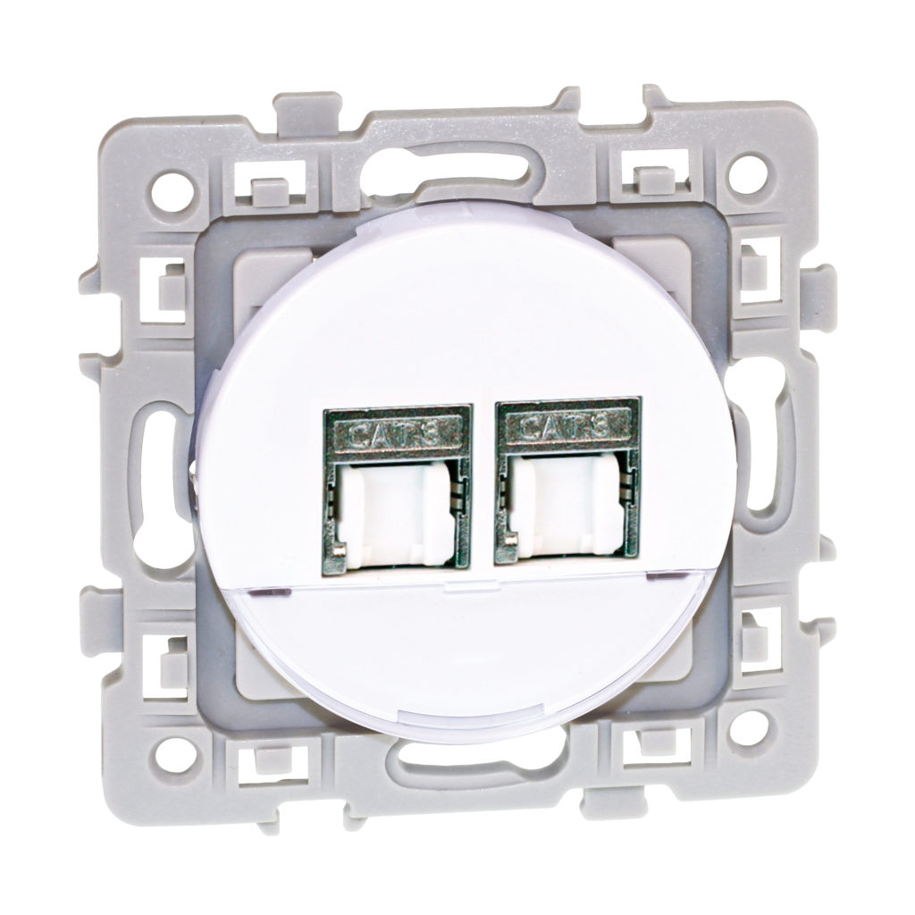 Double prise RJ45 Cat6 Grade3 - Multimédia STP - 250V - 60273