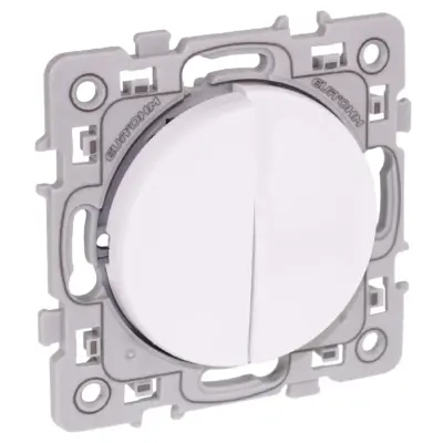 Va-et-vient + bouton poussoir Square 1 poste - Blanc - 60216