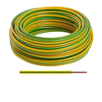 Fil électrique rigide H07VU 2.5mm² en cuivre vert/jaune - Couronne de 100m