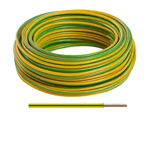 Fil électrique rigide H07VU 2.5mm² en cuivre vert/jaune - Couronne de 100m