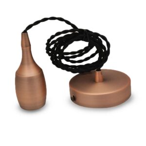 Suspension cloche longue cuivre mat - Douille métal E27 60W - 5019