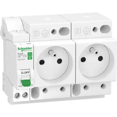 Schneider Combiné + 2prises de courant -1P+T -16 A - R9ECS616