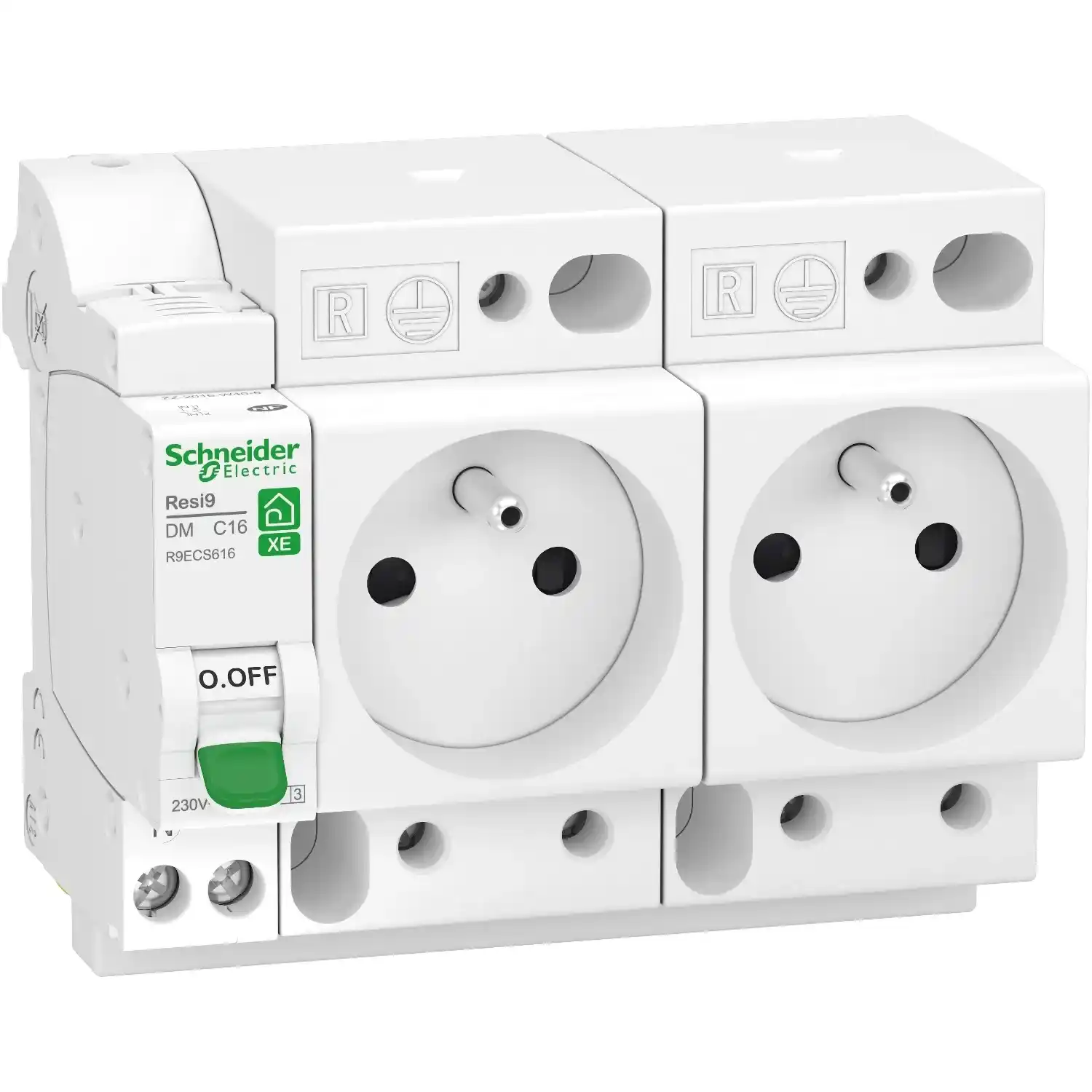 Schneider Combiné + 2prises de courant -1P+T -16 A - R9ECS616 Schneider Combiné + 2prises de courant -1P+T -16 A - R9ECS616