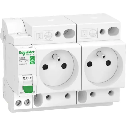 Schneider Combiné + 2prises de courant -1P+T -16 A - R9ECS616