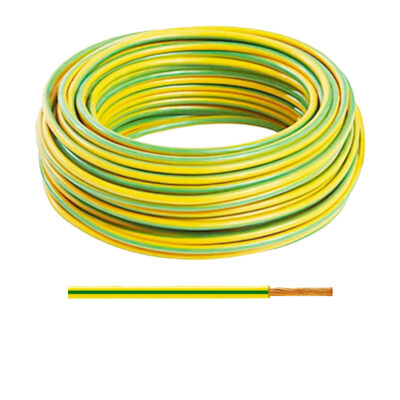 Fil électrique HO7V-R 25 mm² vert/jaune - (prix au métre)