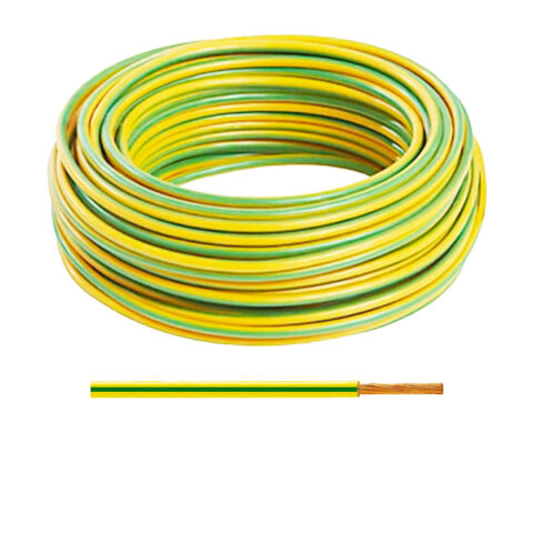 Fil électrique HO7V-R 16 mm² vert/jaune - (prix au métre)
