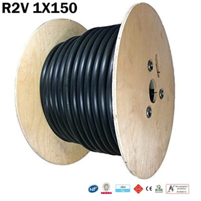 Câble électrique U-1000 R2V 1X150 rigide noir - (prix au métre)