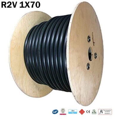 Câble électrique U-1000 R2V 1X70 rigide noir - (prix au métre)