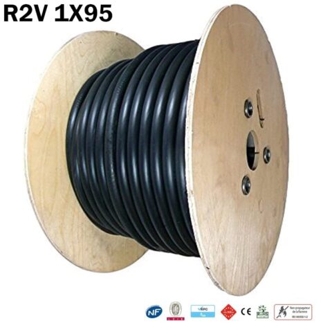 Câble électrique U-1000 R2V 1X95 rigide noir