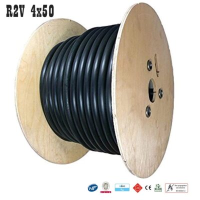 Câble électrique U-1000 R2V 4X50 rigide noir - (prix au métre)