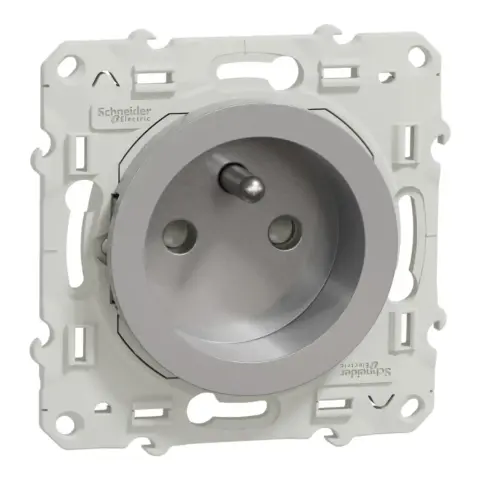 Prise 2P+T - Aluminium - A vis - Odace - S530039