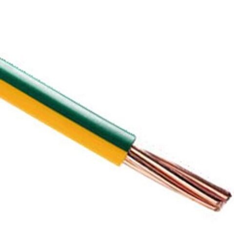 Fil électrique rigide HO7VR 6mm² - (prix au métre) - vert/jaune