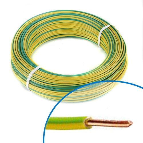 Fil électrique H07V-U 2,5 mm2 VERT/JAUNE C100