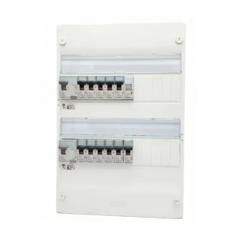 Tableau électrique pré-équipé 2 rangées 1ID 40A -AC - 1ID 40A -A- 11 disjoncteurs + Ronfleur