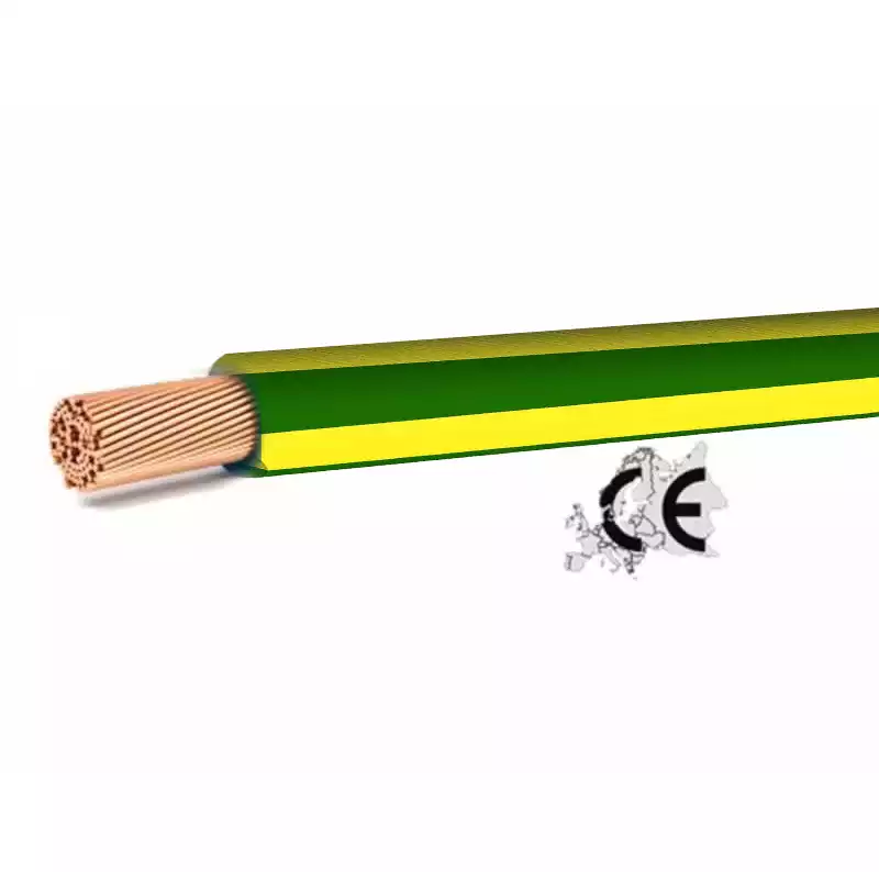 Fil électrique souple 10mm²- c100m – HO7VK10 - vert/jaune