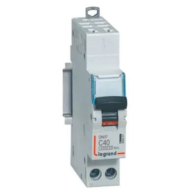 Disjoncteur Legrand dnx³ 4500 6ka - vis/vis - u+n 230v~ 40a - courbe c - départ