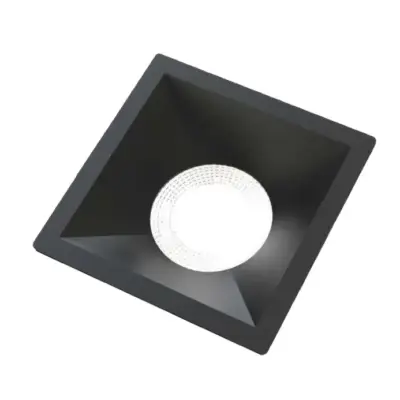 Collerette fixe carrée pyramidale Noir pour ampoule LED GU10