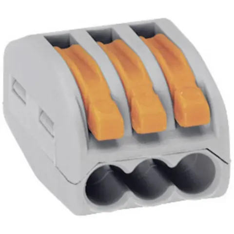Borne de connexion 3 entrées pour fils souple ou rigide / Gris - boite 50 pieces