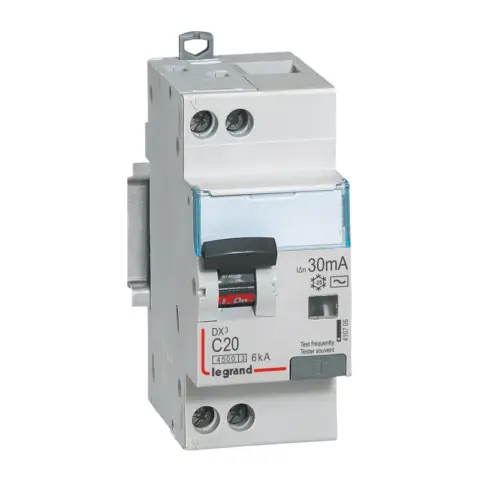 Disjoncteur Différentiel 20A - 30mA - AC - Rail DIN | DX³ 4500 Legrand  - 410706
