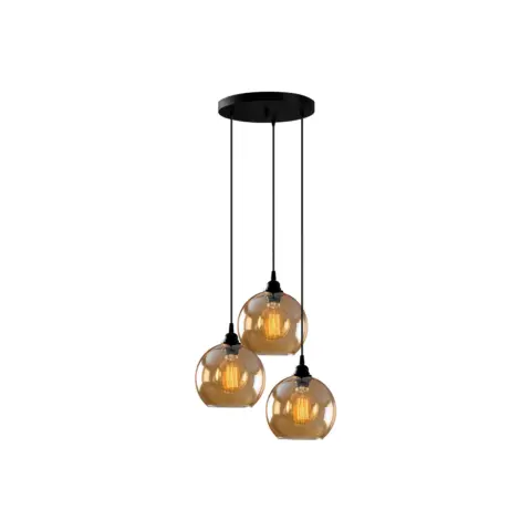 Suspension Gold à 3 lampes Rondelle de verre Ø20cm -10023720