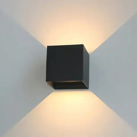 Applique LED 12W noir sable Cube duo IP65 1160 Lumens