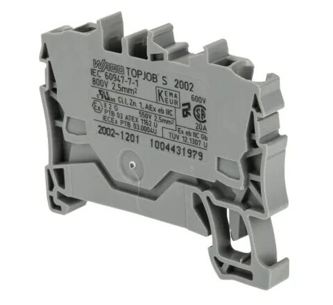 Borne de passage pour 2 conducteurs 2,5 mm² GRIS – WAG2002-1201