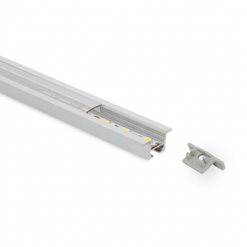 Profilé Aluminium Encastré Plafond avec Clips 2m pour Rubans LED