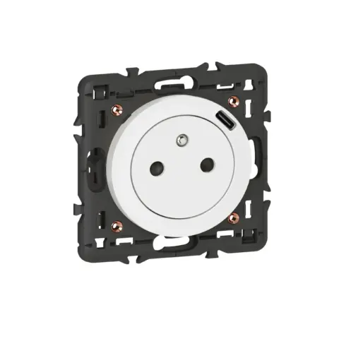 Prise Surface Céliane avec prise USB Type-C - livrée avec support et enjoliveur finition blanc - 068127
