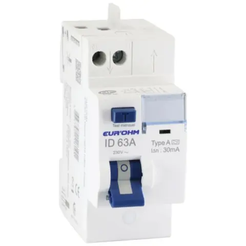 Interrupteur différentiel 63A - 30mA - Type A - 23563 - Eur'Ohm