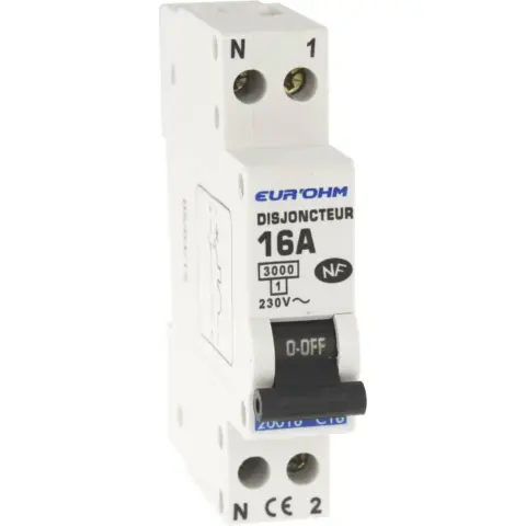 Disjoncteur unipolaire + neutre 16A NF – EUR20016V
