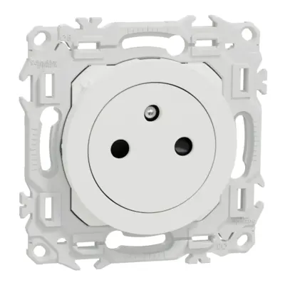 SCHNEIDER Odace Prise de courant 2P+T affleurante blanc craie - S920052