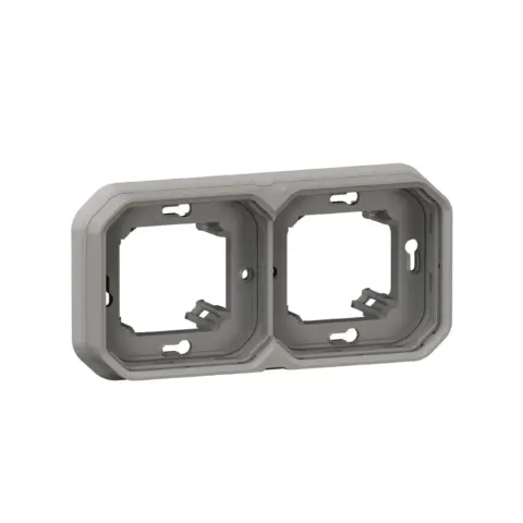 Support encastré 2 pôles horizontal/vertical gris - 069683L