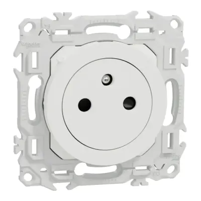 SCHNEIDER Odace Prise de courant 2P+T affleurante blanc craie - S920052