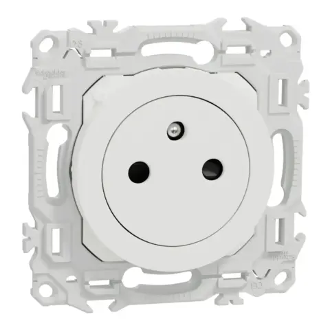 SCHNEIDER Odace Prise de courant 2P+T affleurante blanc craie - S920052