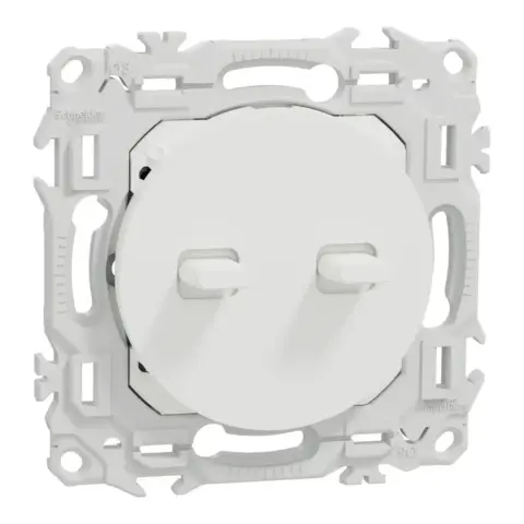 SCHNEIDER Odace Interrupteur double va et vient/bouton poussoir à levier blanc craie - S920213