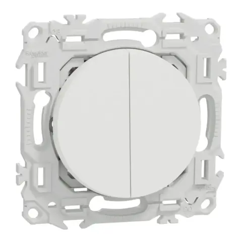 SCHNEIDER Odace Interrupteur double va et vient/bouton poussoir blanc craie - S920214