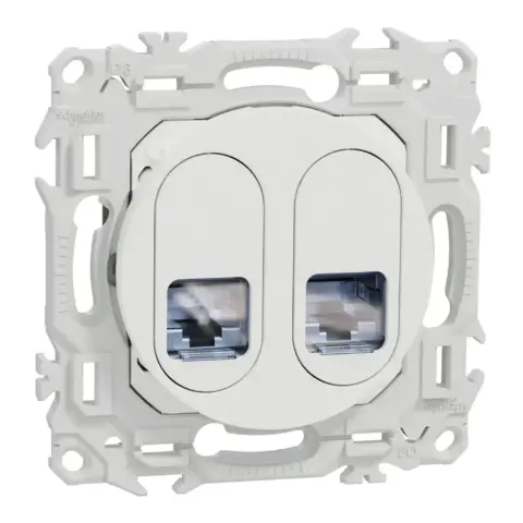 Odace - prise double RJ45 - Cat6 STP grade 2TV min à grade 3TV - blanc craie - S920486