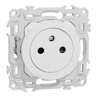 Odace – Prise 2P+T affleurante avec griffes et bornes automatiques – Blanc craie - Schneider Electric - S925052