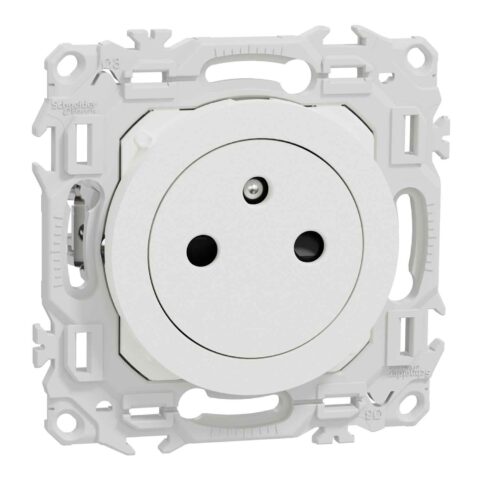 Odace – Prise 2P+T affleurante avec griffes et bornes automatiques – Blanc craie - Schneider Electric - S925052