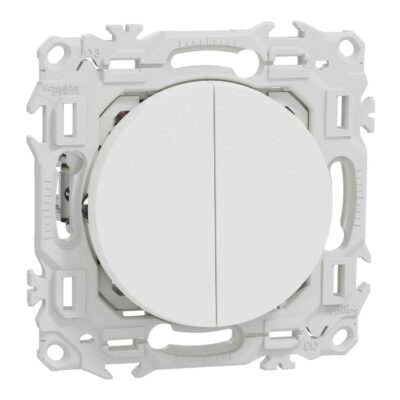 Odace – Double va-et-vient ou poussoir avec griffes – 10AX – Blanc craie - Schneider Electric - S925214