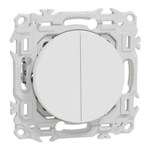 Odace – Double va-et-vient ou poussoir avec griffes – 10AX – Blanc craie - Schneider Electric - S925214