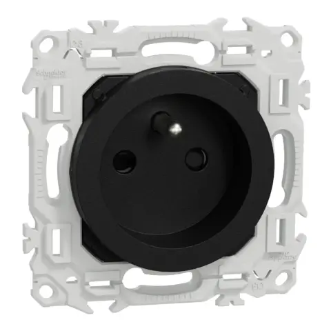 SCHNEIDER Odace - Prise de courant 2P+T pour rénovation noir onyx - S940049