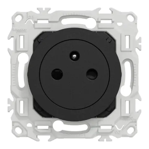 SCHNEIDER Odace - Prise de courant 2P+T affleurante noir onyx - S940052