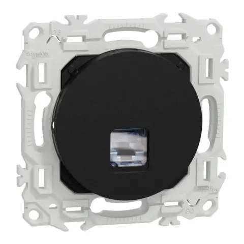 Odace prise RJ45 Cat6 STP – prise informatique grade 2TV à 3TV noir onyx - S940476