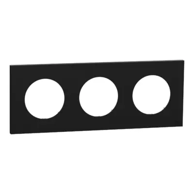 Odace plaque de finition 3 postes pour interrupteurs noir onyx - S940706