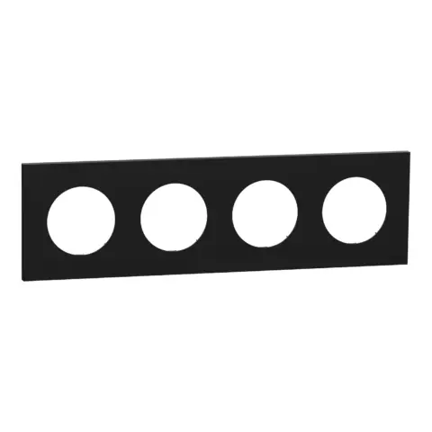 Odace plaque de finition 4 postes noir onyx - S940708