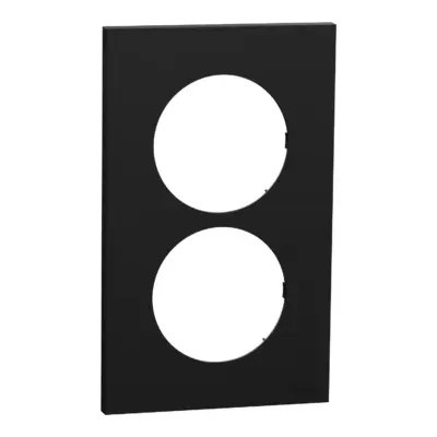 Plaque de finition 2 postes Odace entraxe 57 mm noir onyx - S940714