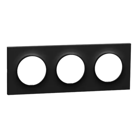 Odace Origine plaque de finition 3 postes noir - S949706