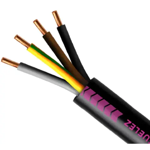 Câble électrique U-1000 R2V 4G1,5 mm² TGL à la coupe