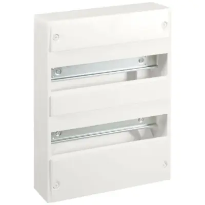 Coffret d'intérieur 26 modules 2 rangées avec bornier Phase, Neutre, Terre - 19006